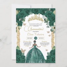 Emerald Green Butterfly Rosa Princess Quinceanera