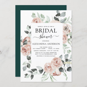 Convite Emerald Green Chá de panela Floral Greenery