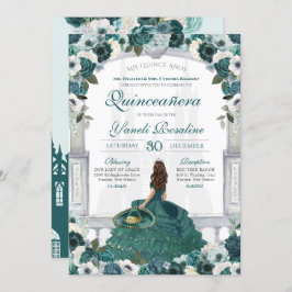 Convite Emerald Green Charro Elegant Princess Quinceanera