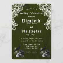 Emerald Green Crow Skull Rosas Casamento Gótico