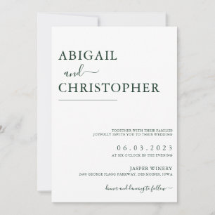 Convite Emerald Green - Detalhes Simples Românticos sobre