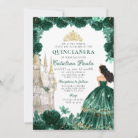 Emerald Green Dourada Tiara Princess Quinceañera