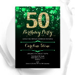 Convite Emerald Green, Dourado 50º aniversário<br><div class="desc">50º convite de aniversário. Elegante esmeralda verde e design preto com ouro brilhante falso. Apresenta na moda diamante, luzes e fontes de script. Homens ou mulheres convidam no dia. Perfeito para uma festa de aniversário adulta na moda. Personalize com seus próprios detalhes. Envie-me uma mensagem se precisar de mais personalização....</div>