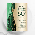 Convite Emerald Green Dourado Agate Surpresa 50º aniversár<br><div class="desc">Emerald Green e ouro agitam a surpresa do 50º convite de aniversário. Elegante design moderno com aquarela agate marble geode background, faux glitter gold e typografia script font. Trendy convida o cartão perfeito para uma comemoração de dia das mulheres na moda. Impressos convites Zazzle ou modelo de impressão digital instantânea...</div>