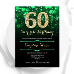 Convite Emerald Green Dourado Surpresa 60º aniversário<br><div class="desc">Surpresa 60º convite de aniversário. Elegante esmeralda verde e design preto com ouro brilhante falso. Apresenta na moda diamante, luzes e fontes de script. Homens ou mulheres convidam no dia. Perfeito para uma festa de aniversário adulta na moda. Personalize com seus próprios detalhes. Envie-me uma mensagem se precisar de mais...</div>