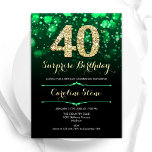 Convite Emerald Green Dourado Surprise aniversário de 40 a<br><div class="desc">Convite de festas de aniversário de 40 anos surpresa. Elegante esmeralda verde e design preto com ouro brilhante falso. Apresenta na moda diamante, luzes e fontes de script. Homens ou mulheres convidam no dia. Perfeito para uma festa de aniversário adulta na moda. Personalize com seus próprios detalhes. Envie-me uma mensagem...</div>