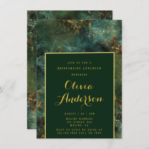 Convite Emerald Green e Dourada Bridesmaids Luncheon
