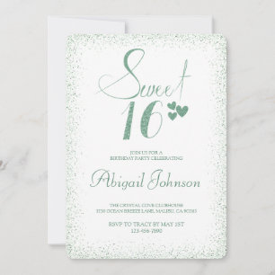 Convite Emerald Green Elegant Girls Sweet 16 Aniversário