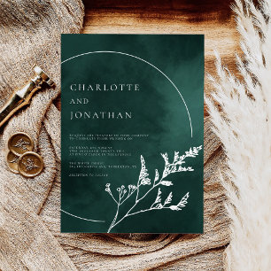 Convite Emerald Green Elegant Greenery Wedding