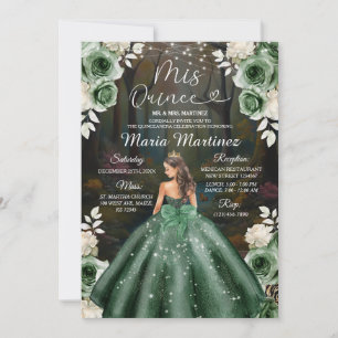 Convite Emerald Green Encantada Forest Princesa Mis Quince