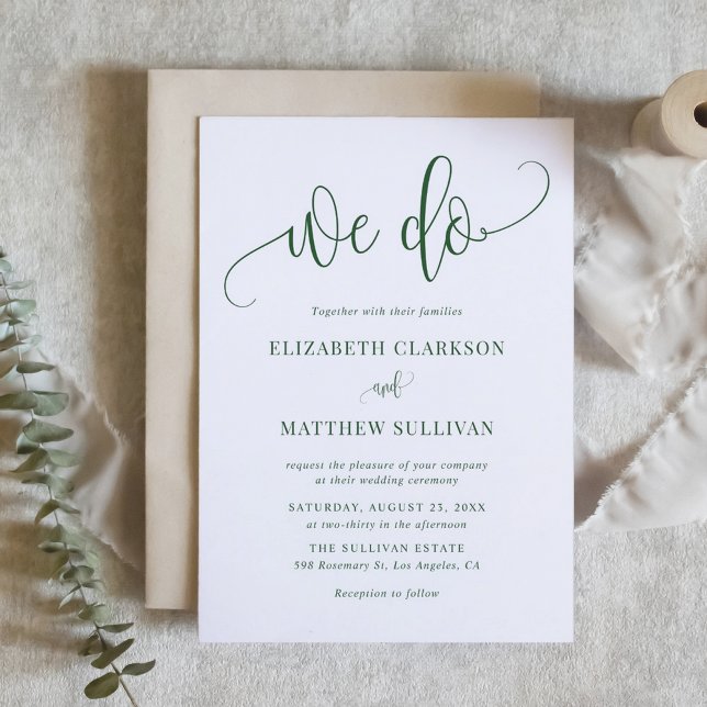 Convite Emerald Green Fazemos Casamento Moderno Da Caligra (Emerald Green We Do Modern Calligraphy Wedding Invitation)