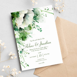 Convite Emerald Green Floral Greenery Wedding