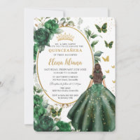 Emerald Green Floral Princess Gown Quinceañera