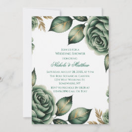 Convite Emerald Green & Green Floral Wedding Shower