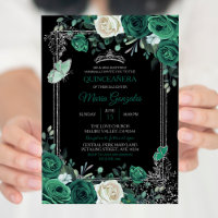 Emerald Green Mexicano Charra Quinceanera Black