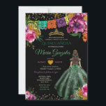 Convite Emerald Green Mexicano Quinceañera 16ª Borboleta<br><div class="desc">Colorida Emerald Green Mexicano Charra Quinceañera Butterfly Convite Mis Quince 15 Anos,  16 Anos,  Aniversário, </div>