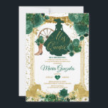 Convite Emerald Green Mis Quince 15 Anos Dourado Glitter<br><div class="desc">Quinceañera Emerald Green Crown Glitter Convite Mis Quince 15 Anos,  16º Aniversário, </div>