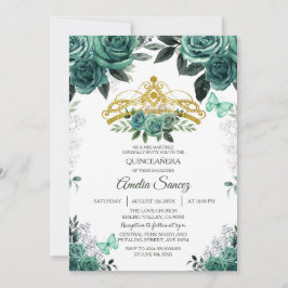 Convite Emerald Green Mis Quince Dourado e Hunter