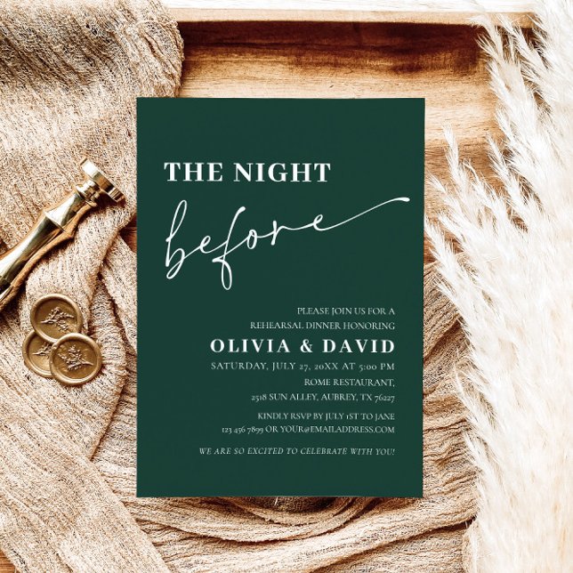 Convite Emerald Green Night Antes do Janta de ensaio Convi (Criador carregado)