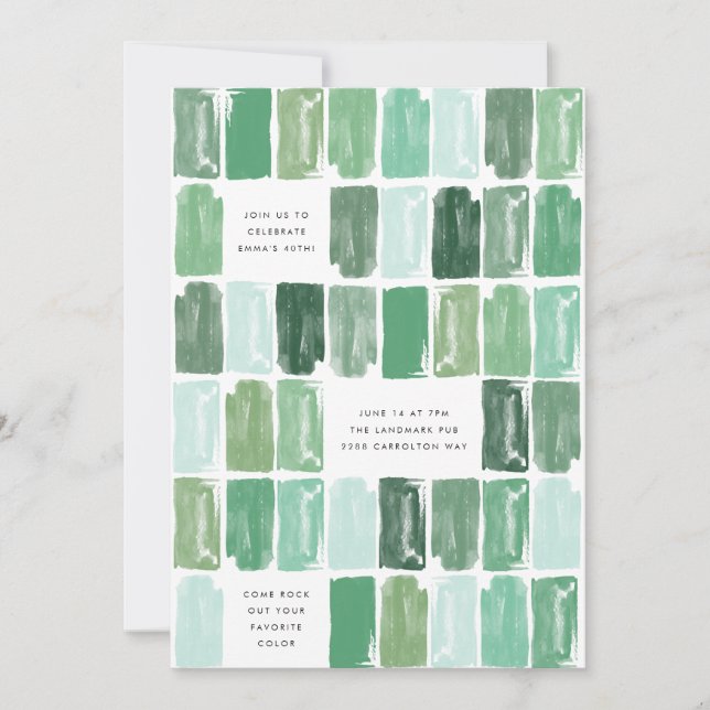 Convite Emerald Green Painted Jewels Festa de aniversário (Frente)