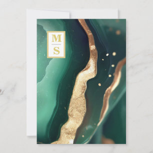 Convite *~ Emerald Green QR Iniciais AR66 RSVP Casamento