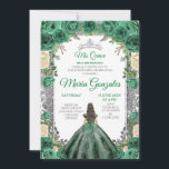 Convite Emerald Green Quinceanera Silver Crown Glitter<br><div class="desc">Emerald Green Quinceanera Silver Crown Glitter convidado Mis Quince Anos,  15 Birthday, </div>