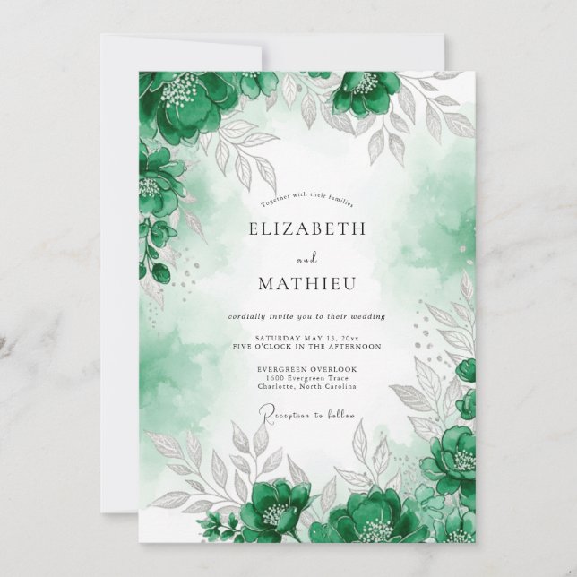 Convite Emerald Green Refined Forest Wedding (Frente)