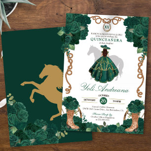 Convite Emerald Green Rosa Charro Vestidos Quinceañera