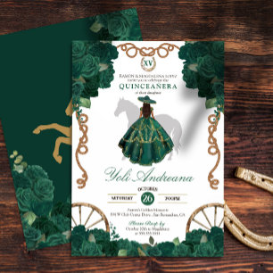 Convite Emerald Green Rosa Western Quinceanera