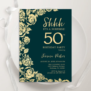 Convite Emerald Green - Rosas Dourados Surpresa 50º aniver