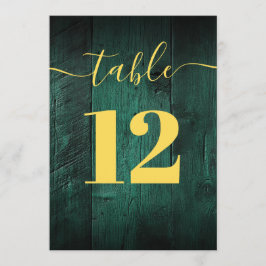 Convite Emerald Green Rustic Barn Wood Boho Table Number