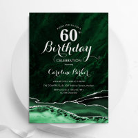 Emerald Green Silver Agate Marble 60º Aniversário
