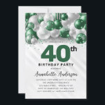 Convite Emerald Green Silver Balloon Glitter aniversário d<br><div class="desc">Glam Moderno Emerald Green Silver Balão Glitter Desperta Qualquer Convite De Aniversário De Idade</div>