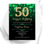 Convite Emerald Green - Surpresa Dourada 50º aniversário<br><div class="desc">Surpreenda o 50º convite de aniversário. Elegante esmeralda verde e design preto com ouro brilhante falso. Apresenta na moda diamante, luzes e fontes de script. Homens ou mulheres convidam no dia. Perfeito para uma festa de aniversário adulta na moda. Personalize com seus próprios detalhes. Envie-me uma mensagem se precisar de...</div>