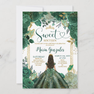 Convite Emerald Green Sweet Sessenta e Dourada Coroa Anive