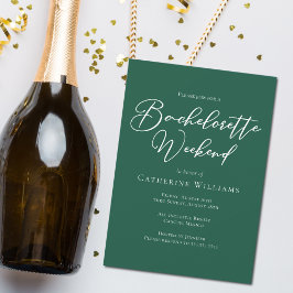 Convite Emerald Green Typografia Bachelorette Weekend