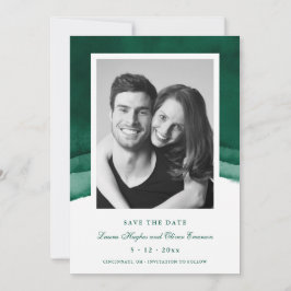 Convite Emerald Green Watercolor Casamento Salva a Data