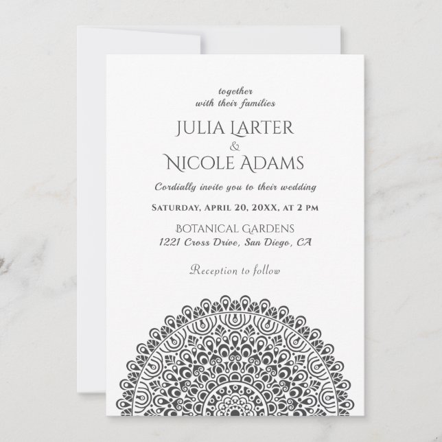 Convite Emerald Green Wild Amazon Forest Mandala Wedding (Frente)