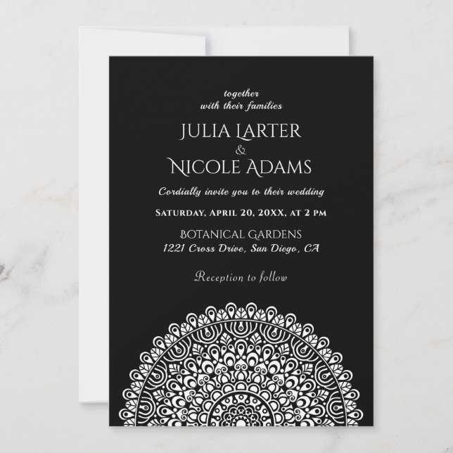 Convite Emerald Green Wild Amazon Forest Mandala Wedding I (Frente)