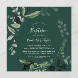 Convite Emerald Greenery | Batismo na Praça Verde