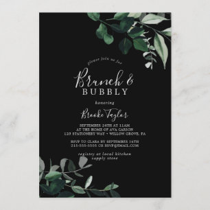 Convite Emerald Greenery  Black Brunch e Bubble