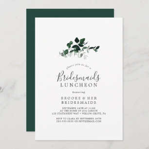 Convite Emerald Greenery Bridesmaids Luncheon