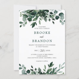 Convite Emerald Greenery Eucalyptus Botanical Wedding Invi