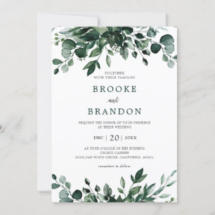 Convite Emerald Greenery Eucalyptus Botanical Wedding Invi