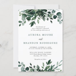 Convite Emerald Greenery Eucalyptus Botanical Wedding Invi