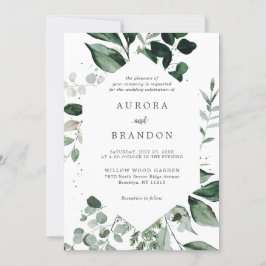 Convite Emerald Greenery Eucalyptus Botanical Wedding Invi