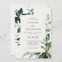 Convite Emerald Greenery Eucalyptus Botanical Wedding Invi