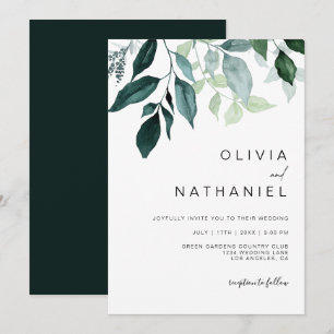 Convite Emerald Greenery Foliage Deixa Casamento Botânico