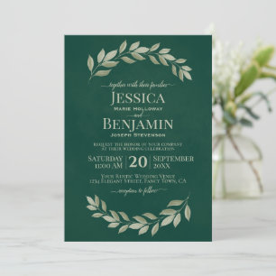 Convite Emerald Greenery Simple Watercolor Deixa Casamento