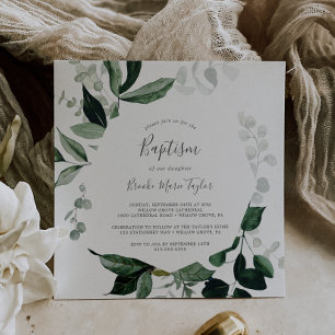 Convite Emerald Greenery Square Baptism